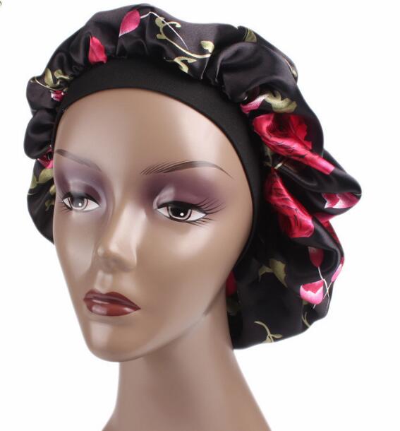 New Extra Large Satin Silk Bonnet Sleep Cap with Premium Elastic Band Night Sleep Hat Ladies Turban GB1318