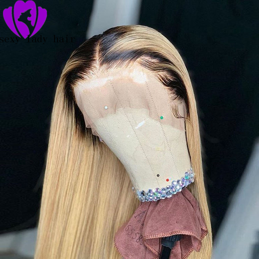 perruques natural soft Ombre Lace Front synthetic Wigs Brazilian Straight Blonde Wig For Black Women 13*4 Glueless Pre Plucked