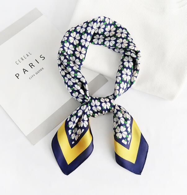 Spring new simulation silk scarf female fashion temperament printing small square scarf Korean version of the scarf WY763
