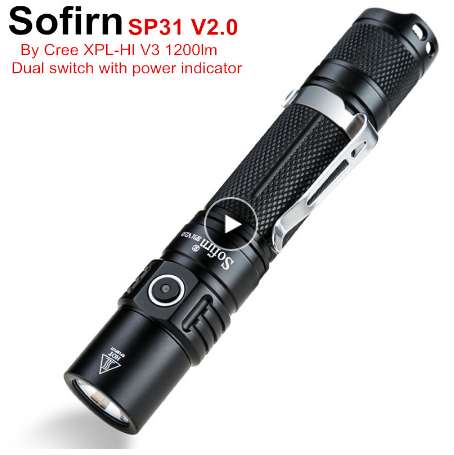 Sofirn SP31 V2.0 Powerful Tactical LED Flashlight 18650 Cree XPL HI 1200lm Torch Light Lamp with Dual Switch Power Indicator ATR
Sofirn SP31 V2.0 Powerful Tactical LED Flashlight 18650 Cree XPL HI 1200lm Torch Light Lamp with Dual Switch Power Indicator ATR