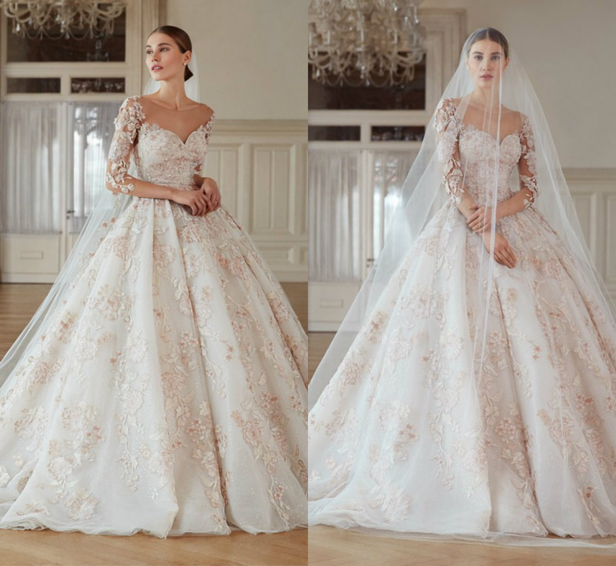 2019 Modest Wedding Dresses A Line Sheer Jewel Neck Lace Appliqued Long Sleeves Wedding Dress Custom Plus Size Bridal Gown Vestidos De Novia