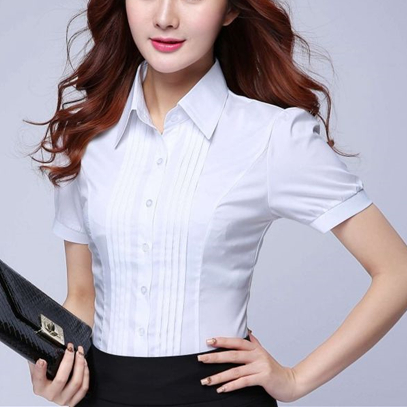 Korean Fashion Women Shirts Office Lady Cotton Blouse Blusas Mujer De Moda 2019 Women Blouses Elegant Shirt Plus Size 5XL