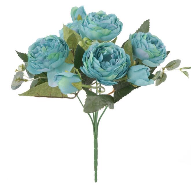 Artificial flowers Silk Flower Rose Bouquet for Wedding Home Decoration 30cm long 9 heads Rose Bouquet for wedding decoration