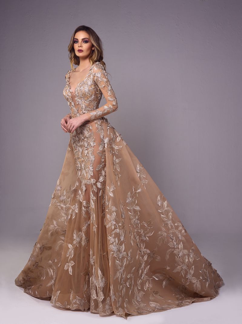 2022 Vintage Mermaid Prom Dresses Gold Lace Appliqued Illusion Sexy Bridal Gowns Detachable Train Plus Size Party Evening Dresses