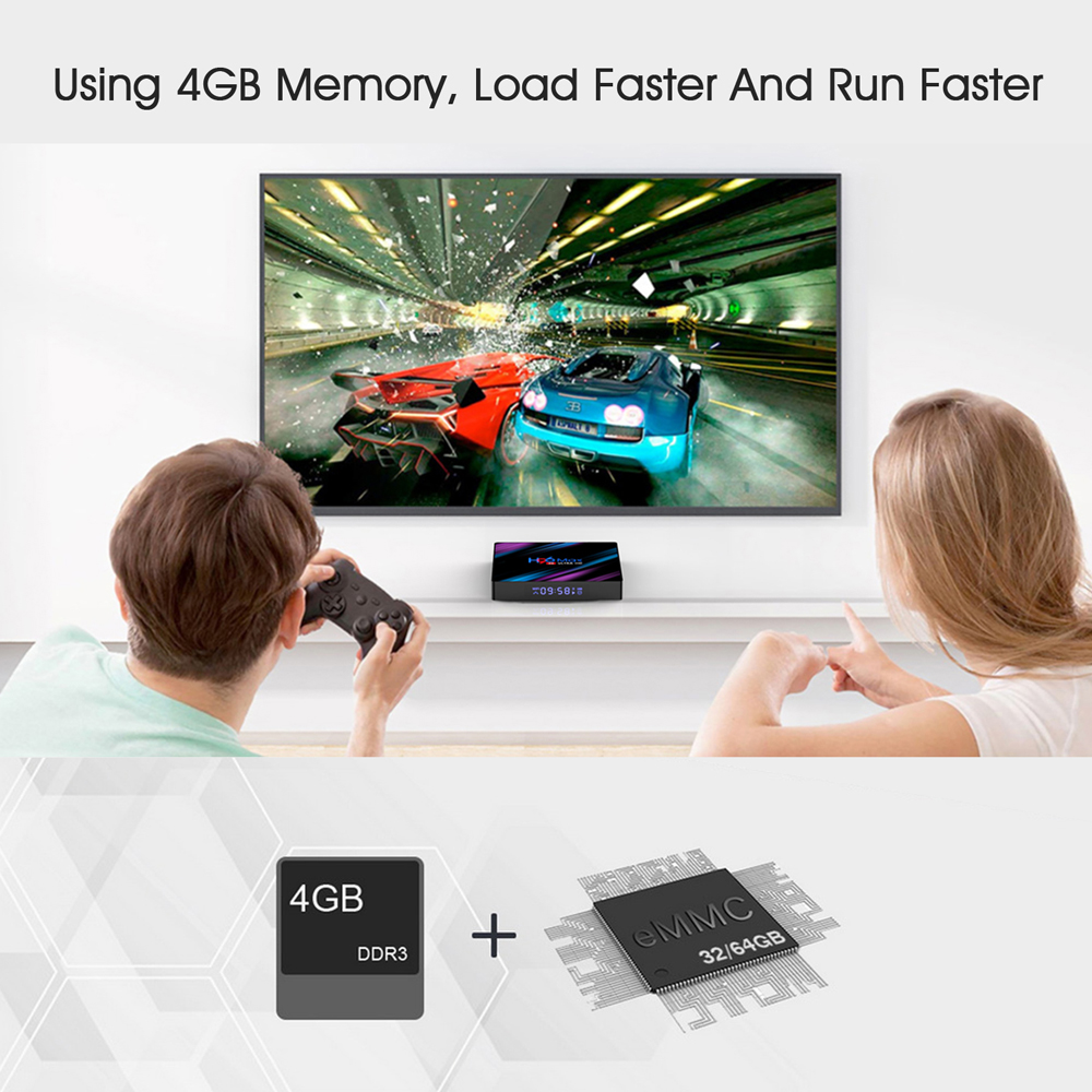 H96 MAX Android 10 Smart TV BOX 4GB 32GB Bluetooth 4K Quad Core WiFi Google Play Home Audio Media Player