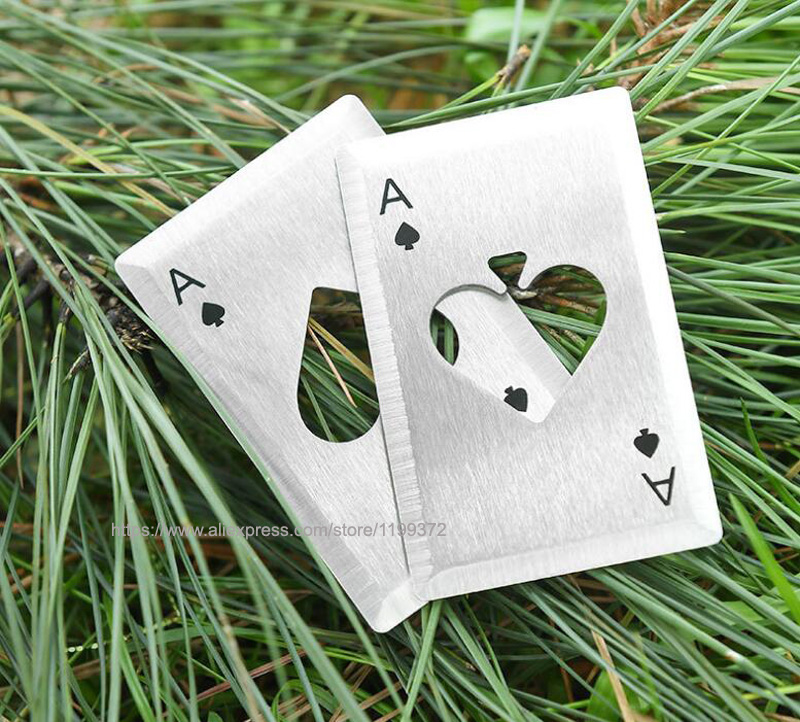 100pcs High Quality Spades Stainless Steel Playing Card Poker A Ace Soda Beer Wine Cap Can Bottle Opener Openers Bar Tool