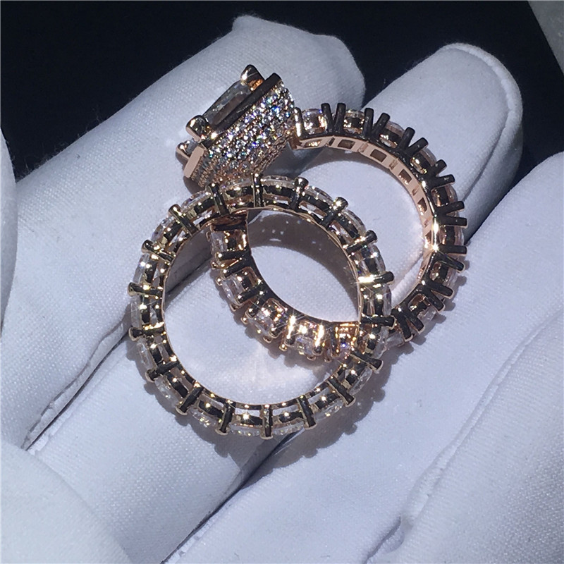 choucong 2018 Vintage ring Diamond Rose Gold Filled 925 silver Engagement Wedding Band Rings set For Women Bridal bijoux