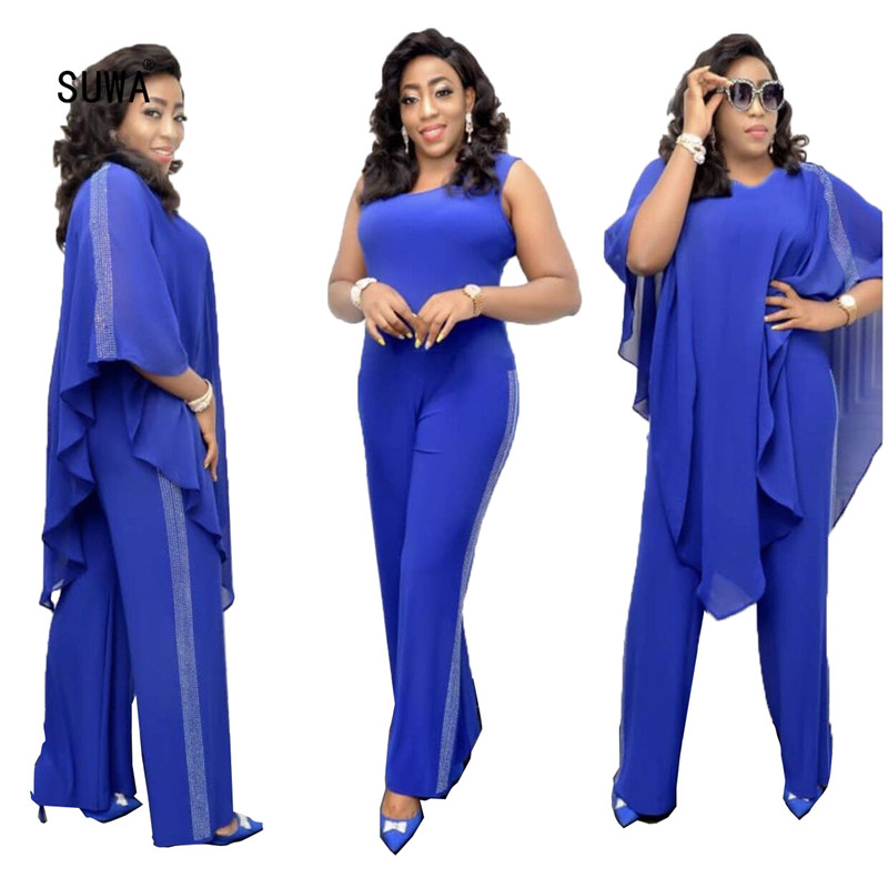 BIG SIZE Women Solid 2 Piece Set Fashion Sleeveless Straight Jumpsuit And Batwing Sleeve Loose Chiffon Tops 3 COLORS, Blue
BIG SIZE Women Solid 2 Piece Set Fashion Sleeveless Straight Jumpsuit And Batwing Sleeve Loose Chiffon Tops 3 COLORS, Blue