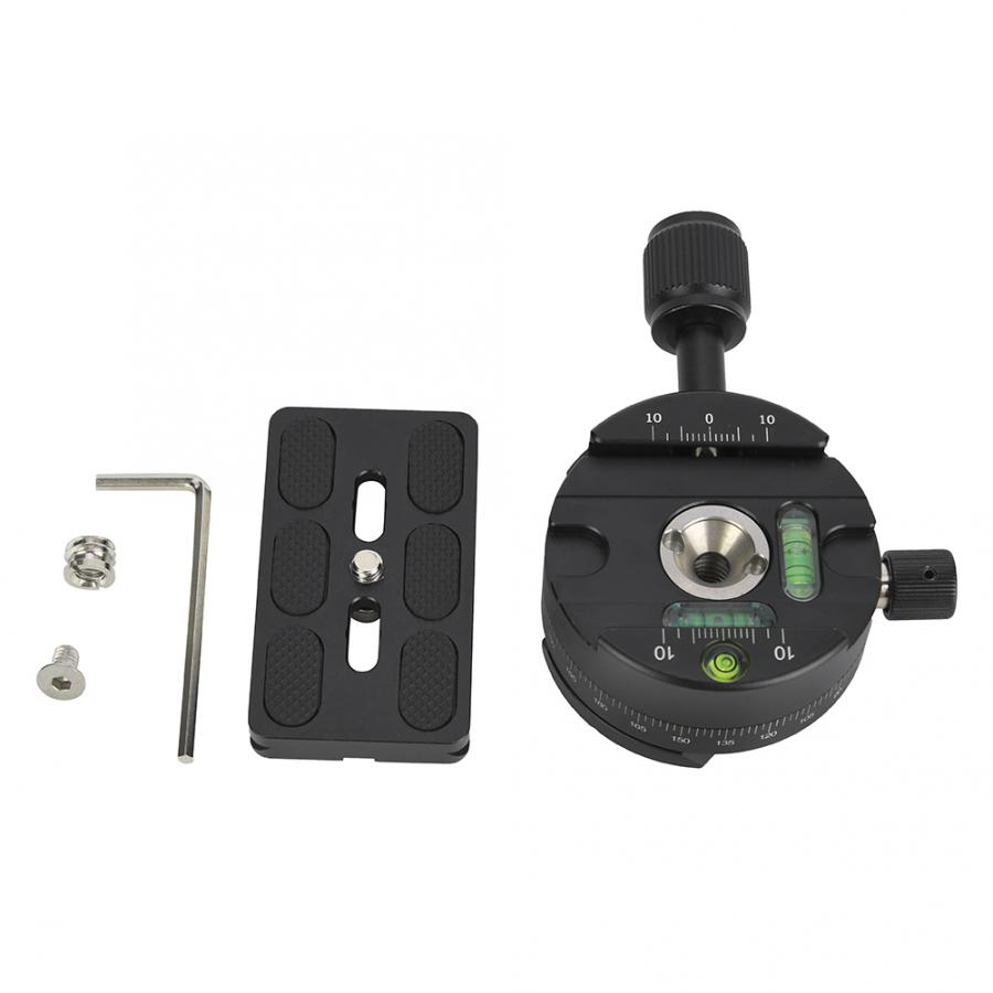 X64 360 Degree Rotation Panoramic Tripod Ball Head 3way Bubble Level with Quick Release Plate for Mirrorless SLR Camera