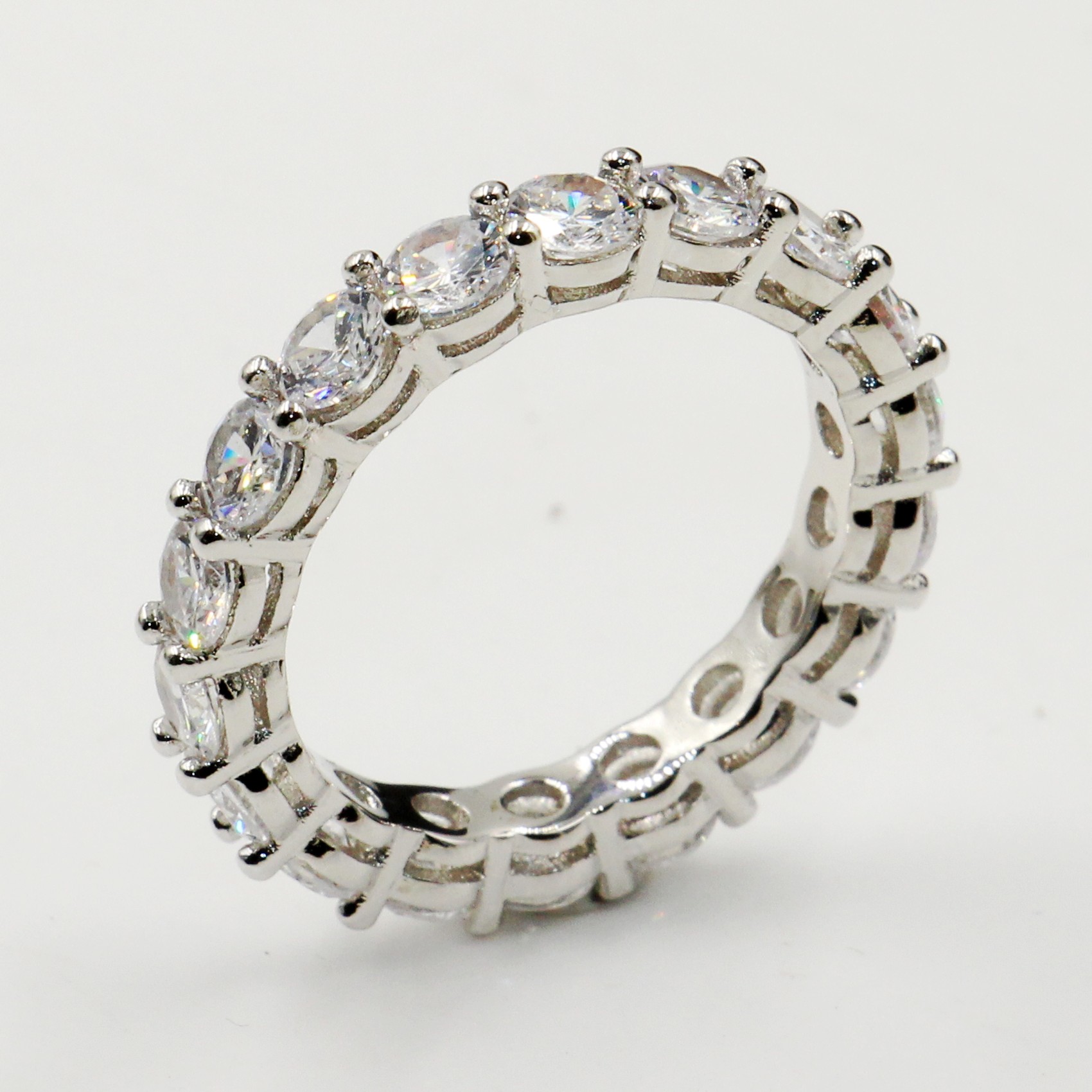 Choucong Vintage Fashion Jewelry Real 925 Sterling Silver Princess White Topaz CZ Diamond Eternity Women Wedding Engagement Band Ring Gift