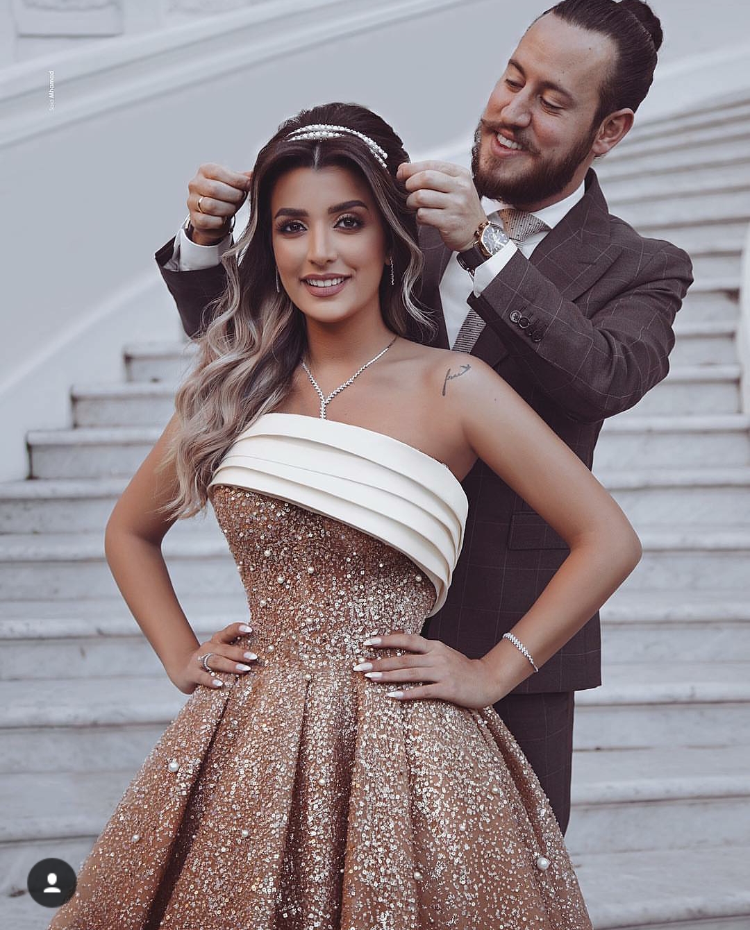 Said Mhamad 2019 Prom Dresses Strapless Luxury Sequined Pearls Formal Evening Gowns Arabic Dubai Ruffle Designer Party Pageant Dresses
