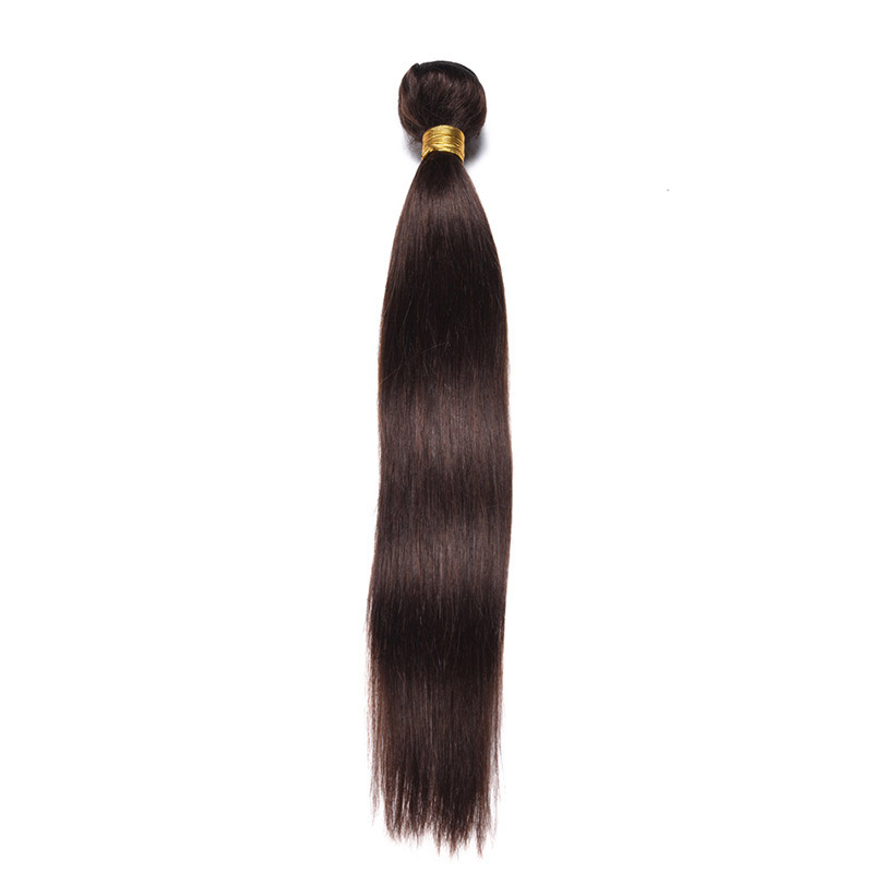 Peruvian Human Hair 2# Color Straight 3 Bundles With 4X4 Lace Closure With Baby Hair Extensions Body Wave Products 4 PCS