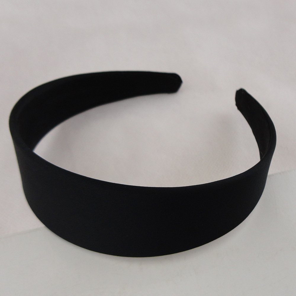 5PCS 3.8cm Black Satin Fabric Covered Plain Plastic wide Headbands for womens girls hairband DIY Handmade women hair accessories