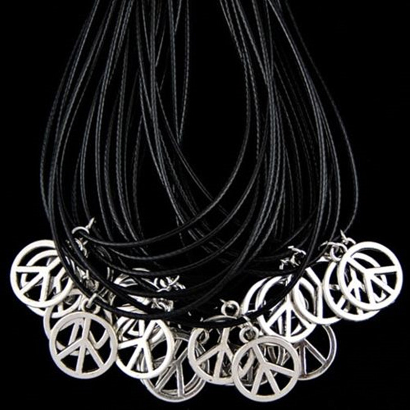 Jewelry whole lot 50pcs men women039s fashion alloy design peace sign charms pendants necklaces gift HJ11