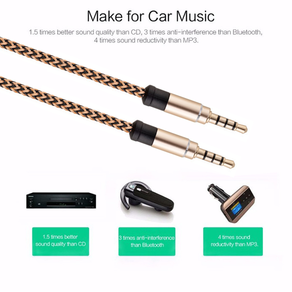 SKYLET 3.5mm AUX AUXILIARY CORD 1.5M/5FT Male to Male Stereo Audio Cable for PC MP3 CAR
