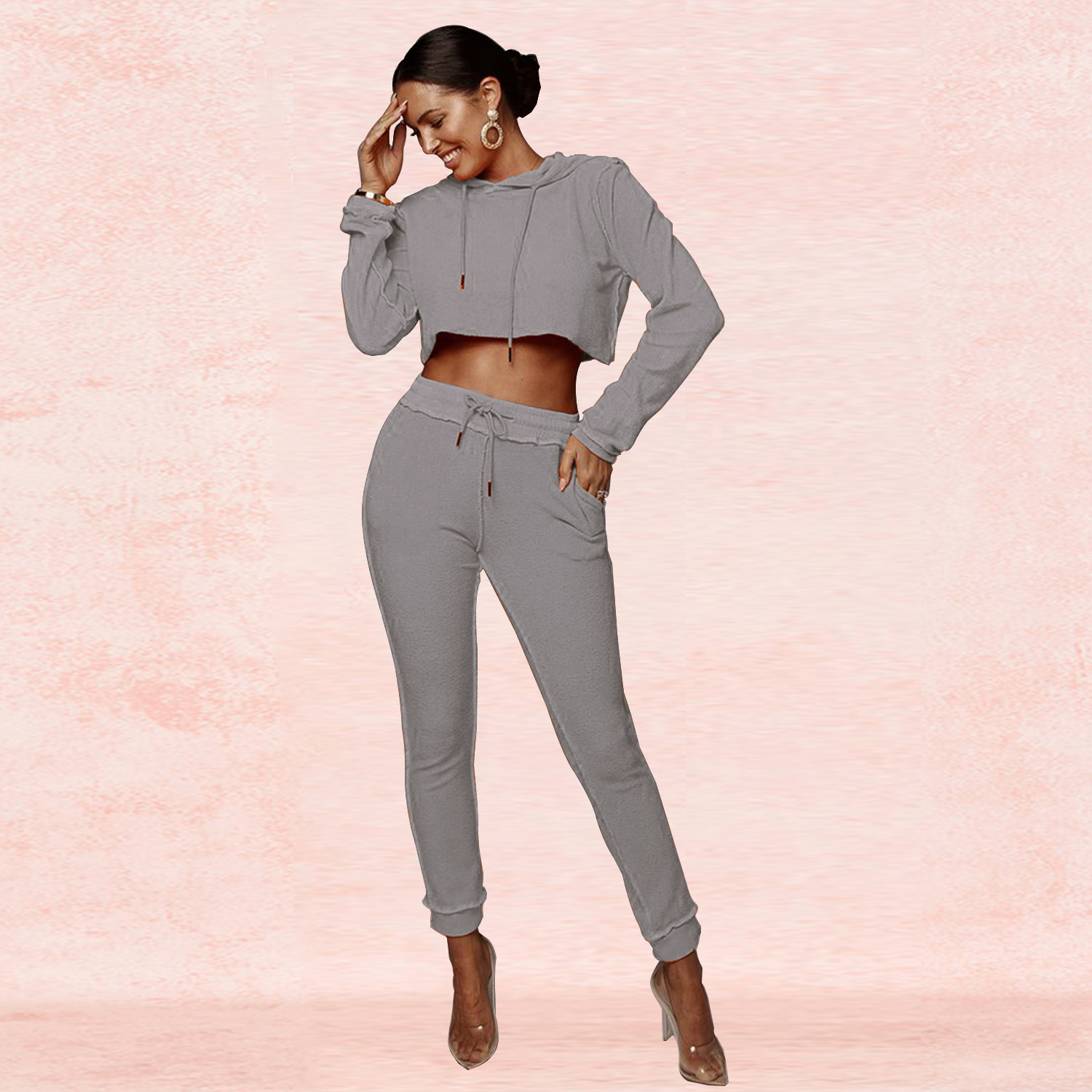 Spot Pants European and American autumn fashion casual sports sweater women's two-piece suit