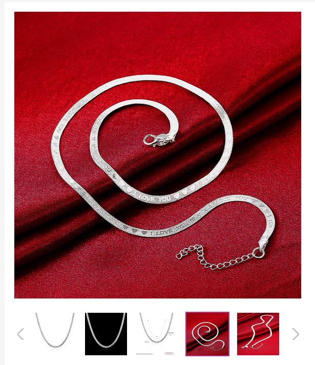 Brand new I LOVE YOU necklace Men sterling silver plate necklace STSN201,wholesale fashion 925 silver Chains necklace factory direct sale