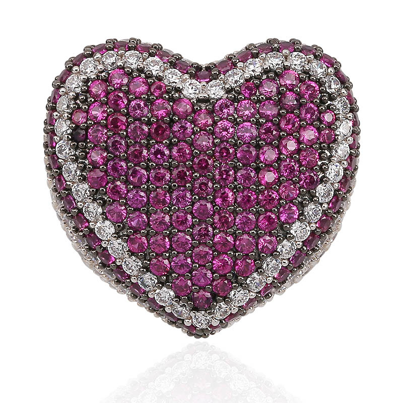 Elegant Unisex Love Heart Diamond Ring with Hip Hop Style - Great for Weddings & Holidays