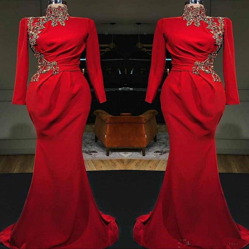 High Neck Prom Dress Mermaid Long 2020 Long Sleeves Satin Ruched Lace Applique Muslim Party Gowns Formal Evening Wear, Chocolate
High Neck Prom Dress Mermaid Long 2020 Long Sleeves Satin Ruched Lace Applique Muslim Party Gowns Formal Evening Wear, Chocolate