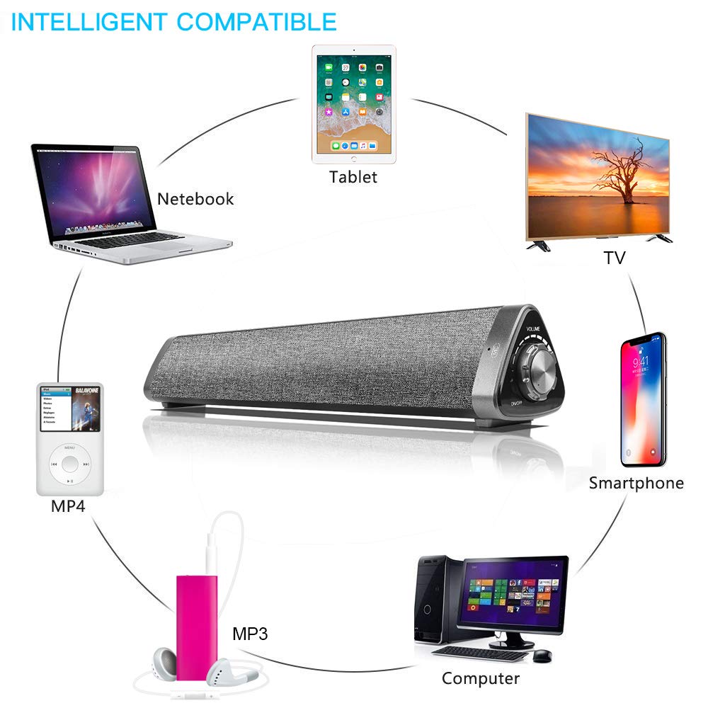 Soundbar Surround Sound Bar Home Theater System With Wired TF Card Bluetooth Speaker Wireless Sound Bar For TV PC Cellphone