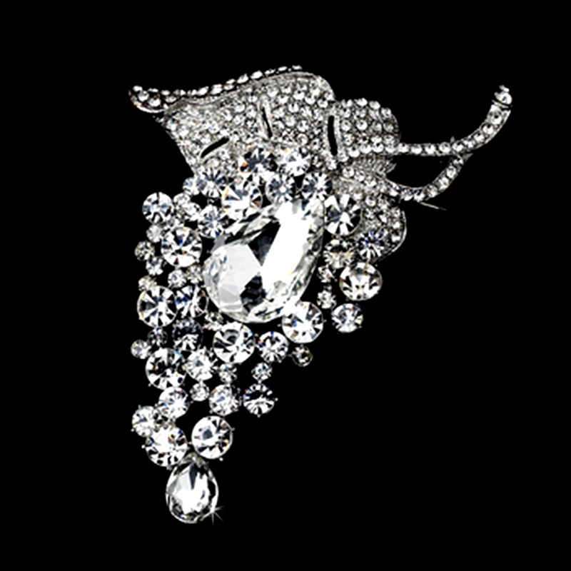 4 Inch Extra Large Grape Shaped Multicolored Rhinestone Crystal Diamante Brooch with Teardrop Shaped Crystal
