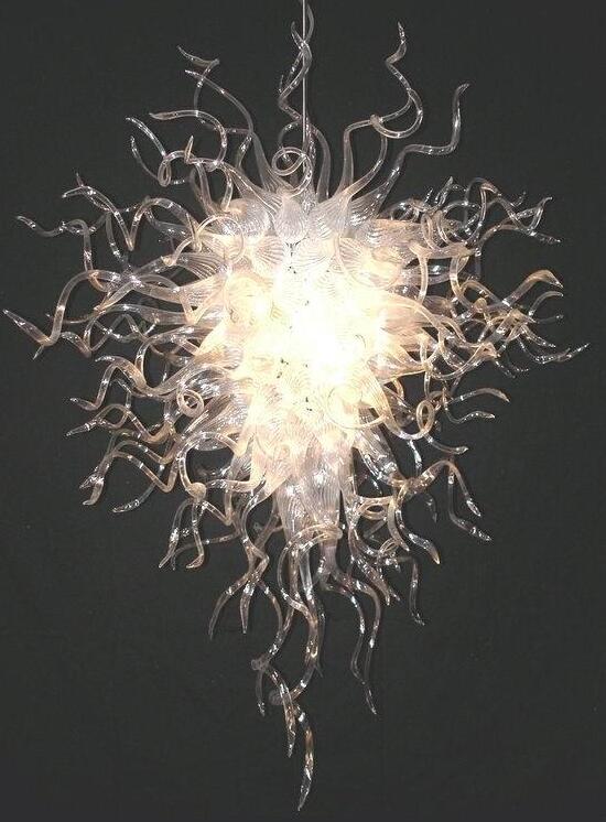 Modern Lamps Custom Made White Colored LED Crystal Chandeliers Light Noble Pendant Lamp Europe Style Hand Blown Glass Chandelier