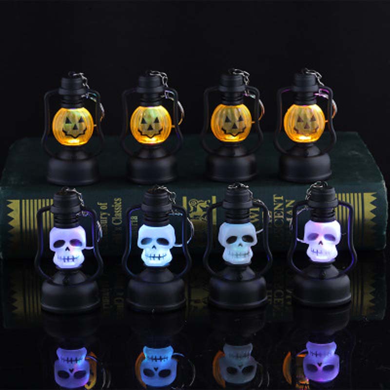 Halloween Portable Pumpkin Face Skull LED Light Lamp Flashing Decoration Night Lights for Party Bar Bedroom Home Festival Accessories