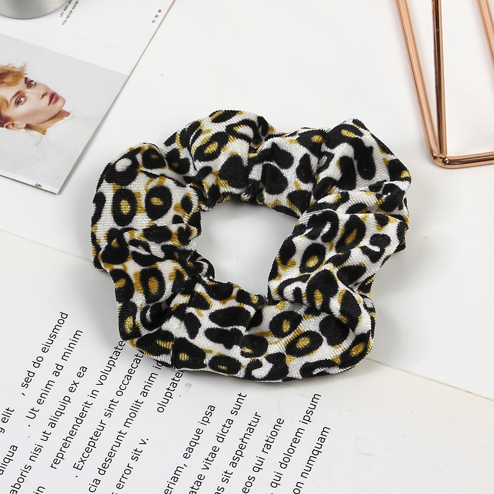 Leopard Velvet Scrunchies Hair Accessories For Women Girl Elastic Hair Ring tie Ponytail Holder Rubber pleuche Dot Hair Band 20pcs 1015A