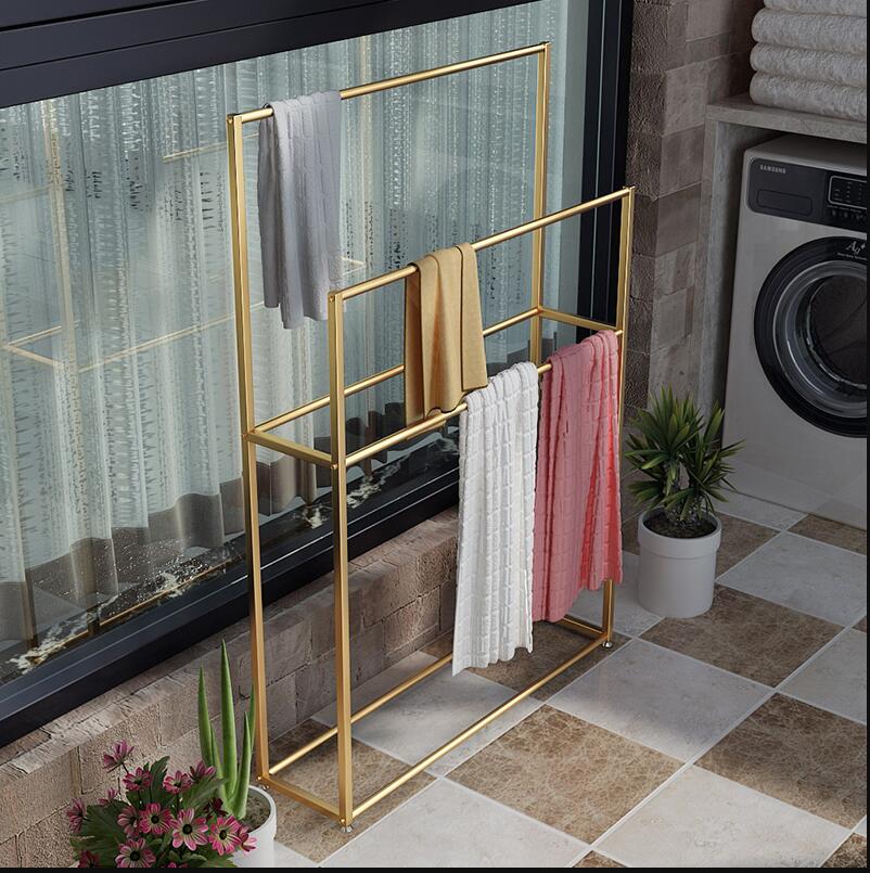 Simple towel racks bath indoor cloth rack iron art floor shelf metal clothes combination