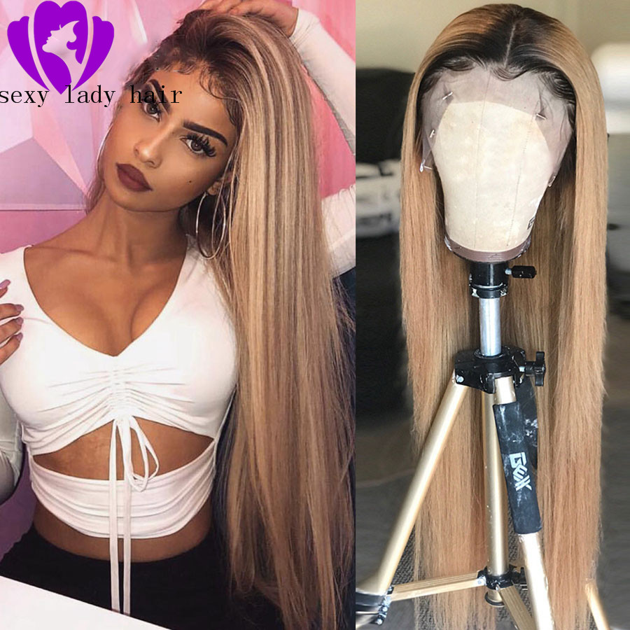 perruques natural soft Ombre Lace Front synthetic Wigs Brazilian Straight Blonde Wig For Black Women 13*4 Glueless Pre Plucked