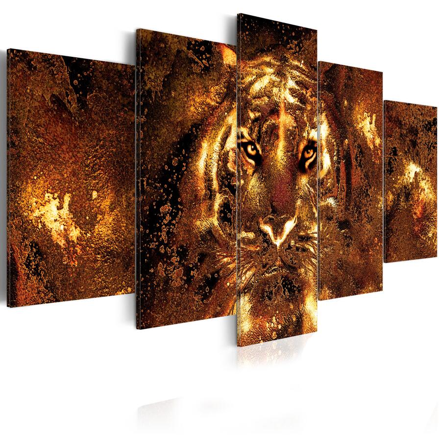 5PCS/Set Animal Fashion Wall Art Canvas Painting Tiger Modern Home Decoration,Choose Color:3 And Size:2