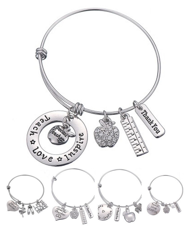 Love Inspire Teach White Crystal Apple Ruler Bracelet Stainless Steel Pendant Bangle Jewelry Gift Teacher Friend DLH204, Golden;silver
Love Inspire Teach White Crystal Apple Ruler Bracelet Stainless Steel Pendant Bangle Jewelry Gift Teacher Friend DLH204, Golden;silver