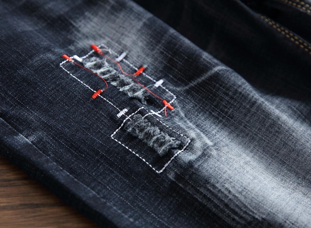 Summer Style Men Denim Trousers Zipper Dragon Pattern Hole Straight Shorts Jeans For Blue And Black B3