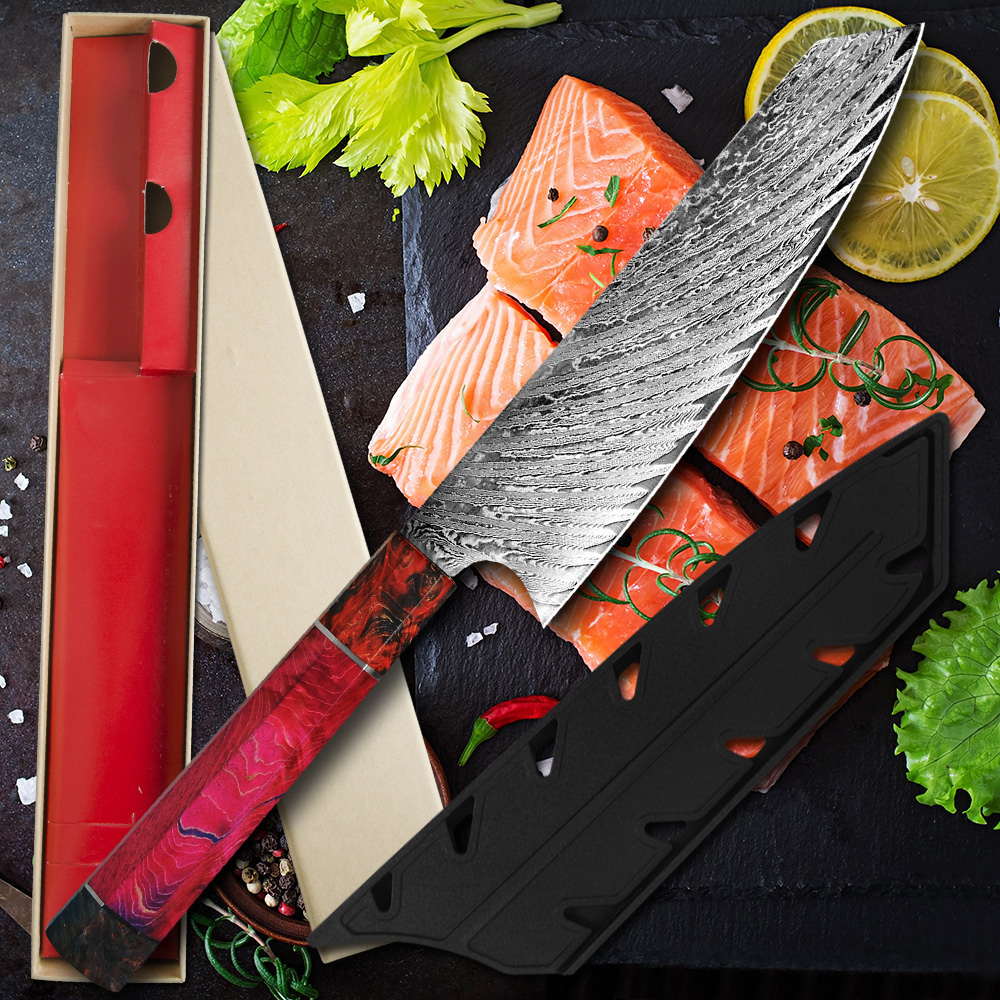 Kitchen Knife 8 Inch VG10 Damascus Steel 67 Layer Cleaver Utility Vegetable Kiritsuke Gyuto Knives Solidified Wooden Handle Gift Box Covers
Kitchen Knife 8 Inch VG10 Damascus Steel 67 Layer Cleaver Utility Vegetable Kiritsuke Gyuto Knives Solidified Wooden Handle Gift Box Covers
