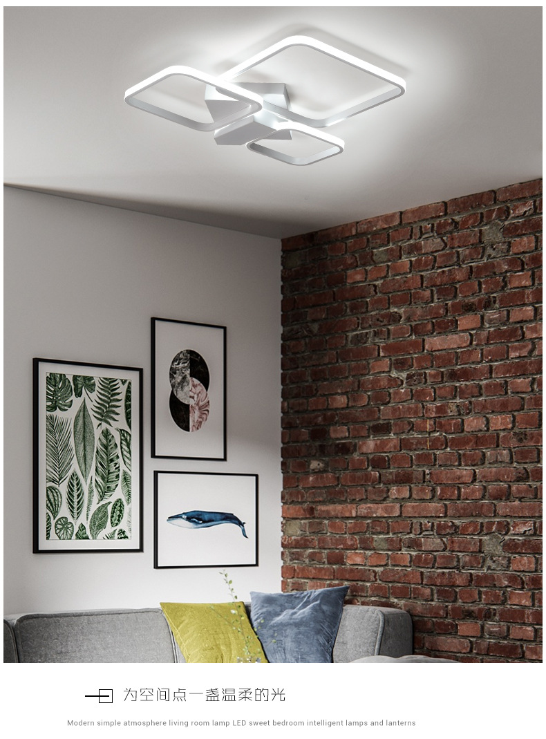 Led Nordic modern minimalist office aluminum Ceiling Lights rectangular bedroom restaurant pendant lamp