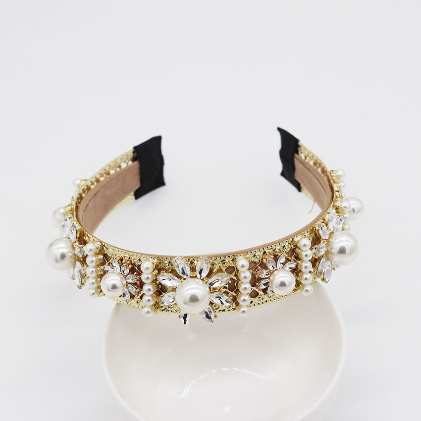 European and American Baroque Pearl Flower Geometric Headband Dance Party Retro Court Fashion Fashion Show Hair Accessories 992 V191220