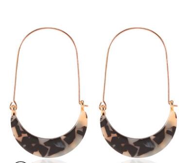 European and American new earrings creative alloy crescent acrylic acetate leopard plate earrings big ear hook earrings WY711
