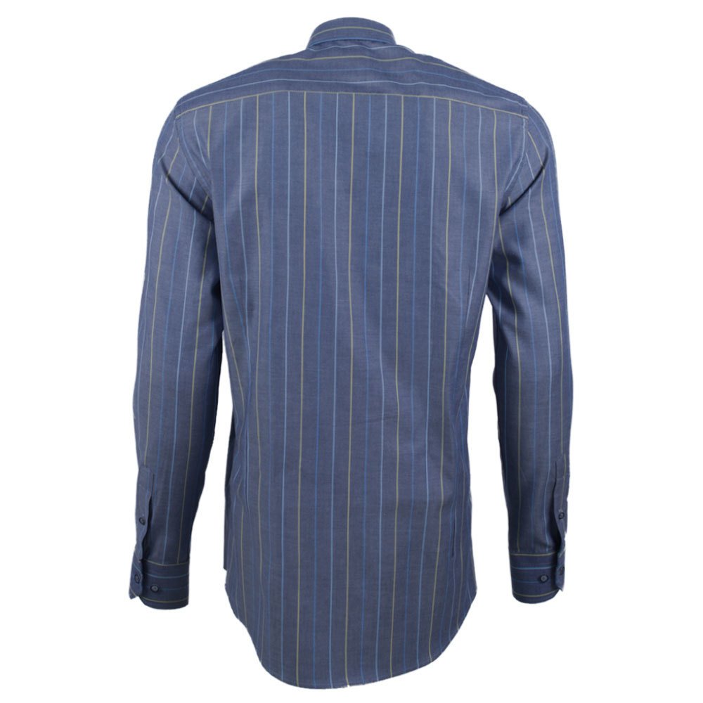 Navy blue striped men's shirt