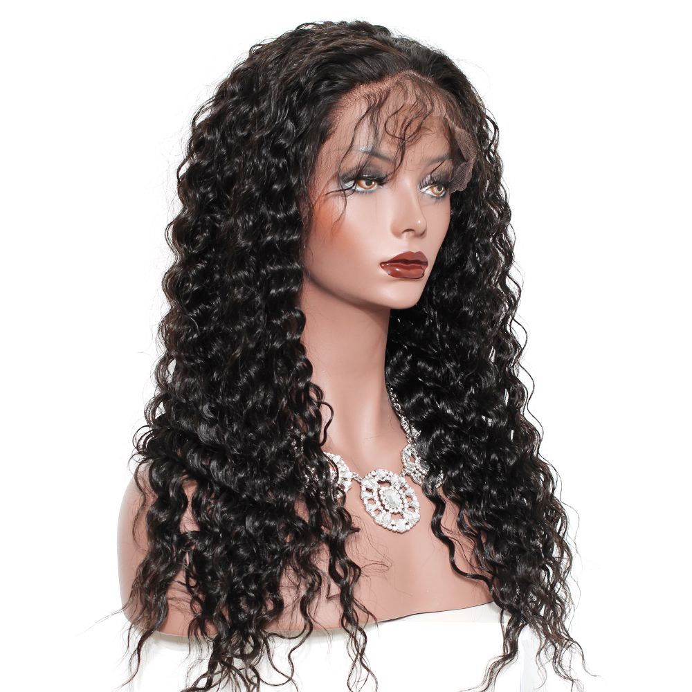 Hot Sale New Transparent Full Lace Wig , deep wave Cuticle Aligned Brazilian Human Hair Lace Wig transparent pre plucked natural 130%
