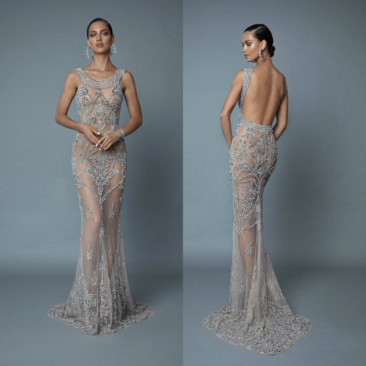 Berta 2020 Evening Dresses Jewel Sleeveless Lace Appliques Sequins Mermaid Prom Gowns Open Back Sweep Train Special Occasion Dress, Blue
Berta 2020 Evening Dresses Jewel Sleeveless Lace Appliques Sequins Mermaid Prom Gowns Open Back Sweep Train Special Occasion Dress, Blue