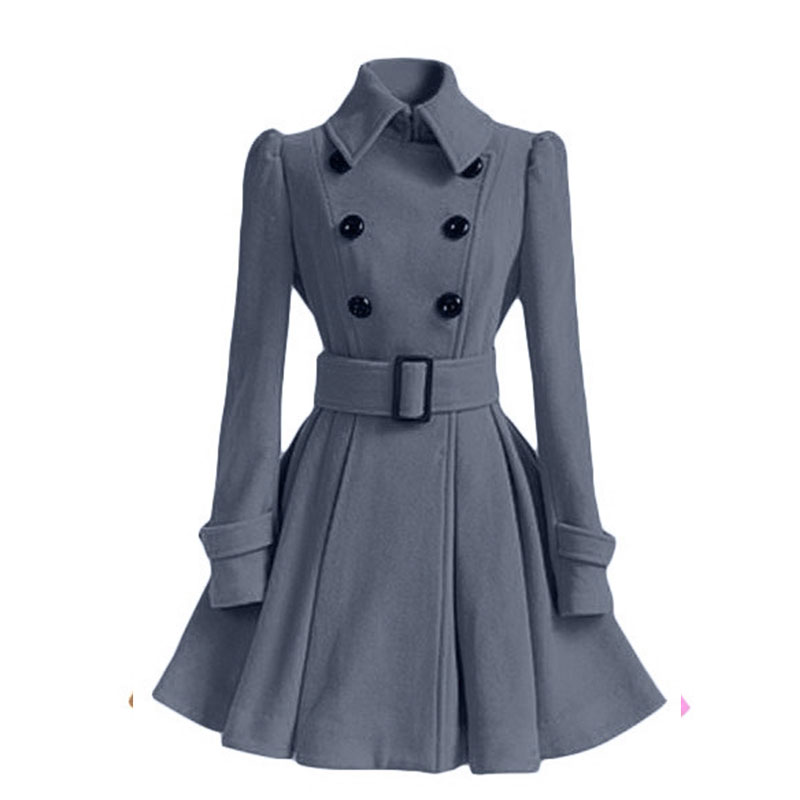 Women's Wool & Blends Womens Fashion Winter Coats Belt Coat Women Skirt Type A-Line Woolen Female Jacket Manteau Femme Hiver