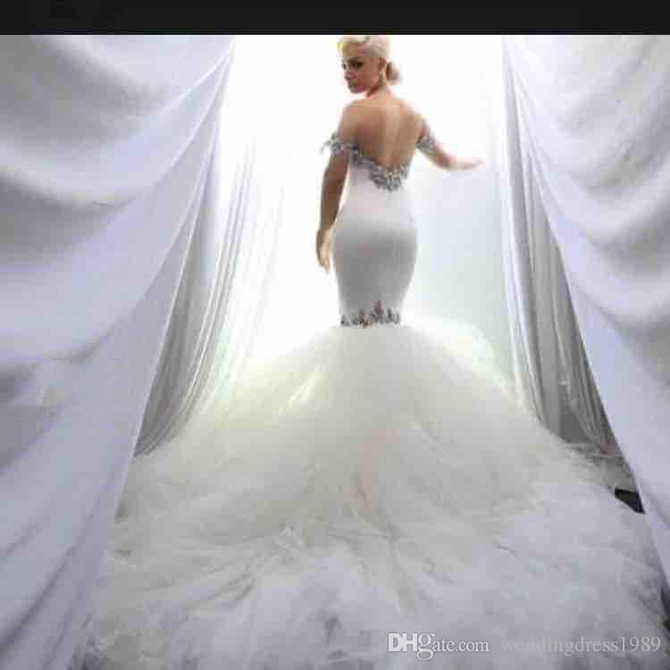 Gorgeous Plus Size Mermaid Dresses Crystal Beads Off Shoulder Arabic African Country Bridal Gowns Church Wedding Dress Custom