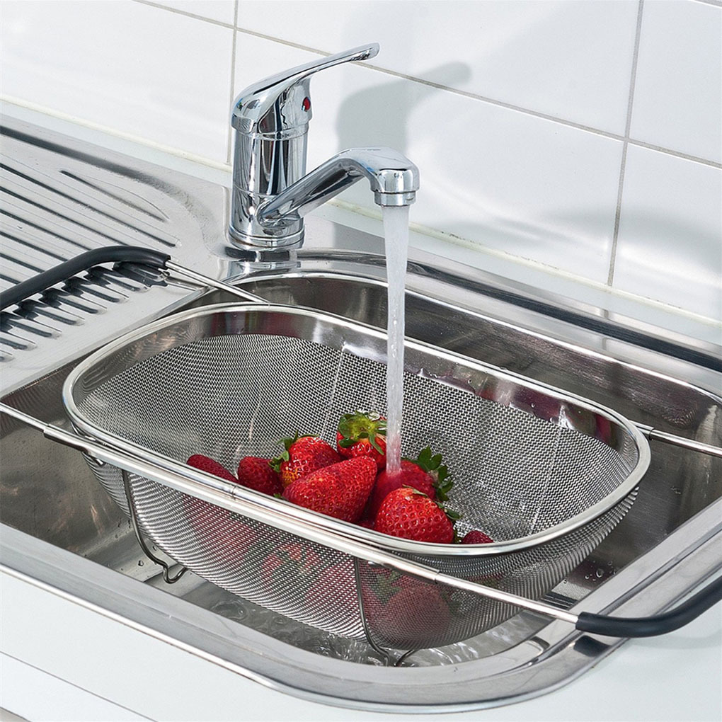 Retractable Drain Basket Rubber Grip Handles Stainless Steel Oval Colander Sink Vegetables Draining Rack Drain washing basket T200227
Retractable Drain Basket Rubber Grip Handles Stainless Steel Oval Colander Sink Vegetables Draining Rack Drain washing basket T200227
