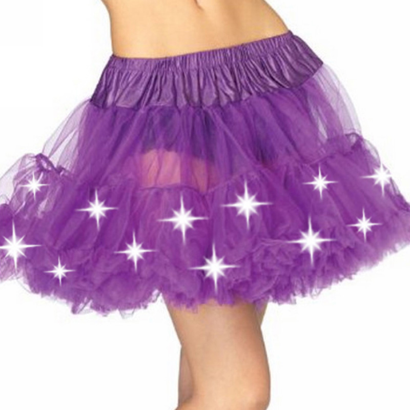 Led Lighting Party Tutu Skirt Women Holloween Christmas Festival Party Stage Show Clubwear Transparent Mesh Tulle Petticoat