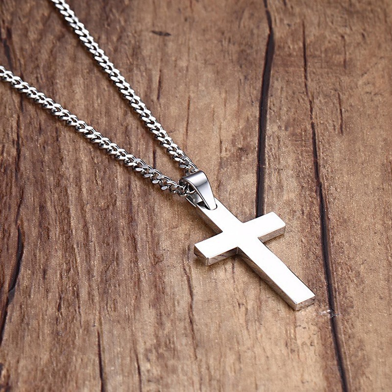 Classical Christian Cross Pendant Necklace for Men Women HipHop Religious Sweater Long Chain Smooth Surface Cross Jewelry Necklaces Women Fashion Gift