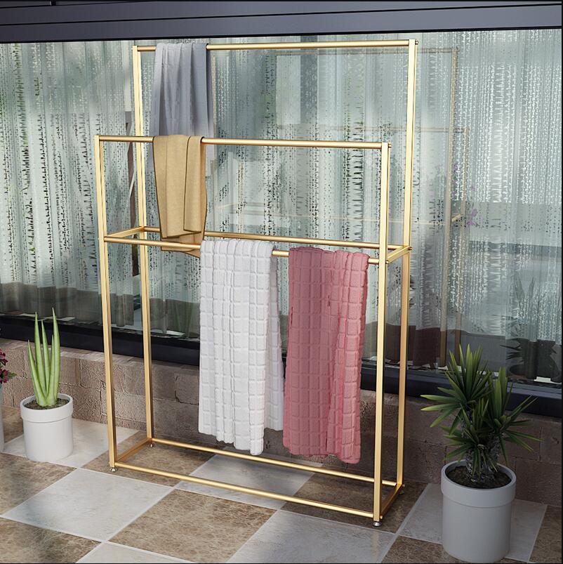 Simple towel racks bath indoor cloth rack iron art floor shelf metal clothes combination