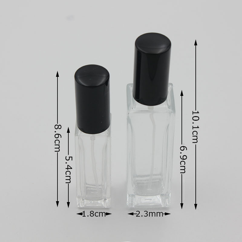 Clear Portable Glass Perfume Spray Bottle 10ml 20ml Empty Cosmetic Containers with Atomizer Gold Silver Cap Fragrance Bottles