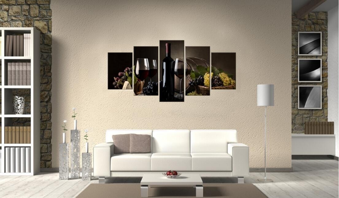 ( No Frame)5PCS/Set Modern Grape Wine Art Print Frameless Canvas Painting Wall Picture Bar Restaurant Home Decoration