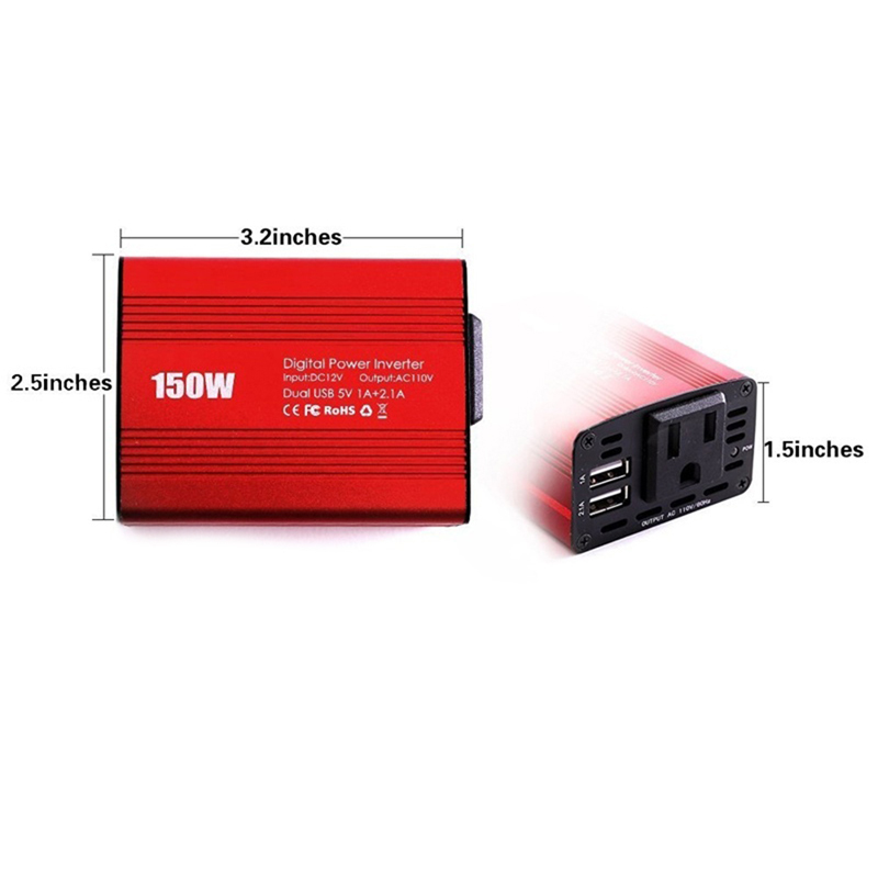 150W Car Power Inverter inversor DC 12V To AC 110V/220V 2.1A Dual USB Ports Car Charger Adapter