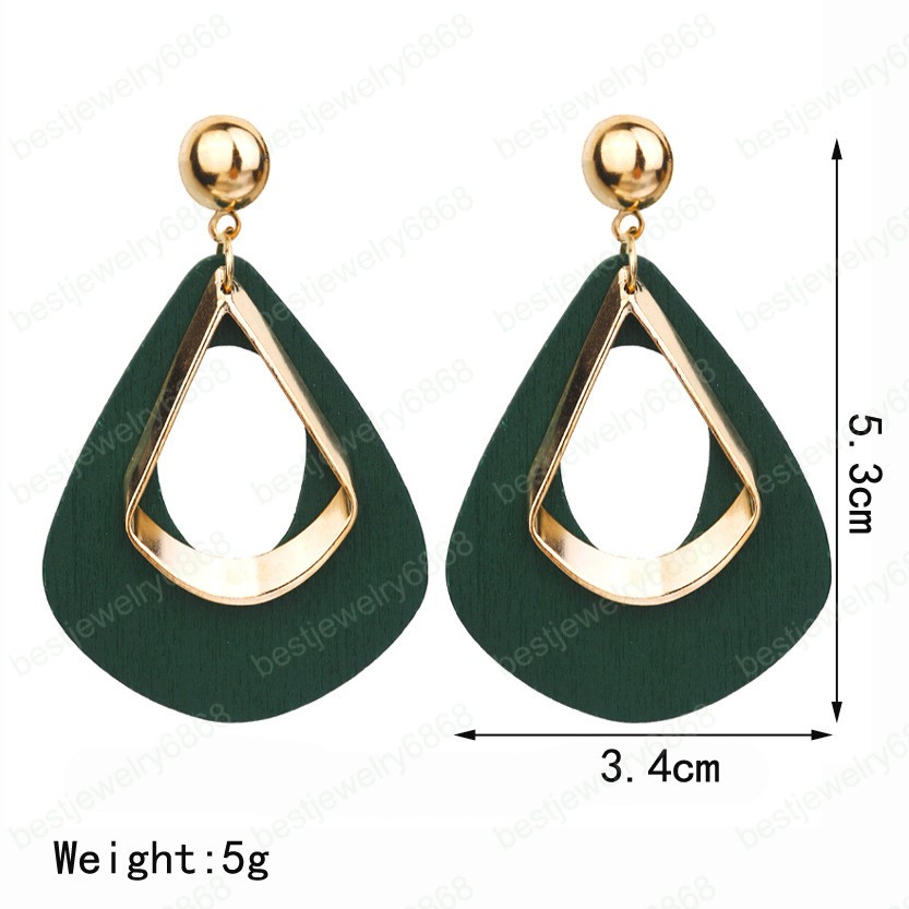 Bohemia Wooden Dangle Earrings 2020 Fashion Jewelry Green/Black Wood Statement Earrings Boho Earring accesorios mujer